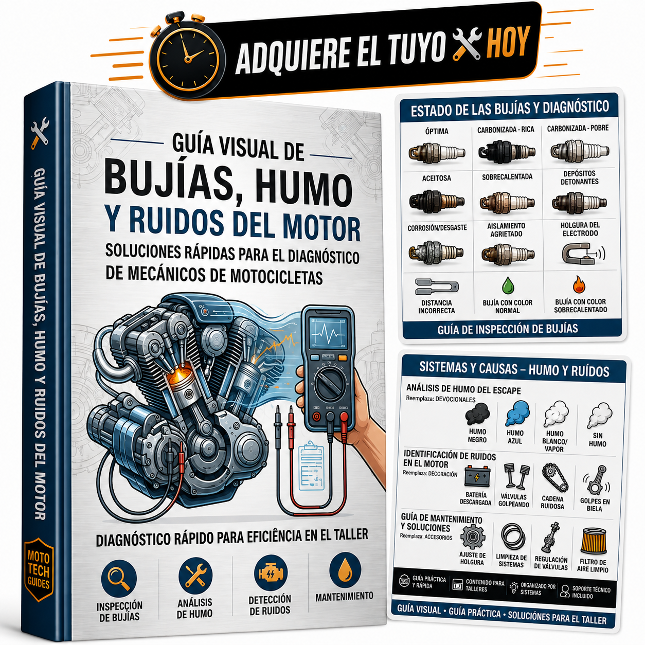 Guía Visual de Bujías, Humo y Ruidos del Motor